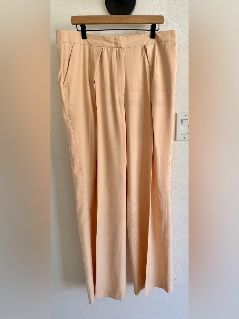 Women's Wide Leg Pleated Pants in Peach